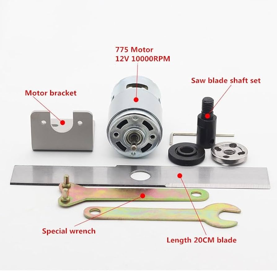 DC 12-24V 775 Motor with Lawn Mower Set Manganese Steel